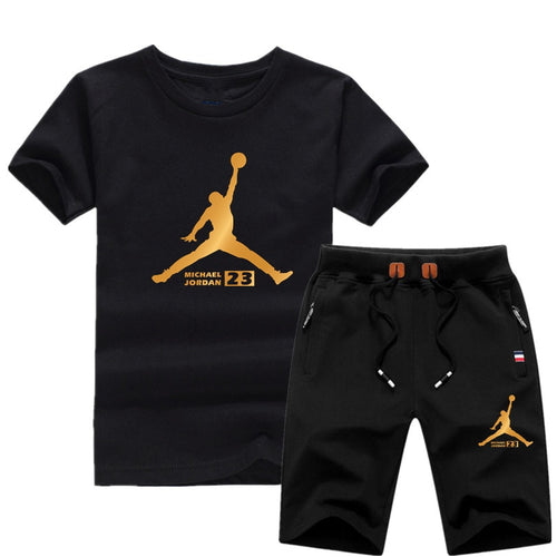 Jordan Baskılı Erkek Spor Tshirt Set-Siyah