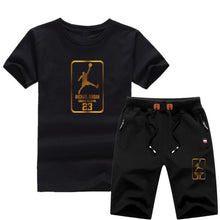 Load image into Gallery viewer, Jordan Baskılı Erkek Spor Tshirt Set-Siyah