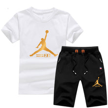 Load image into Gallery viewer, Jordan Baskılı Erkek Spor Tshirt Set-Kırmızı ve Siyah