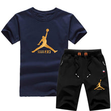 Load image into Gallery viewer, Jordan Baskılı Erkek Spor Tshirt Set-Kırmızı ve Siyah