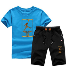 Load image into Gallery viewer, Jordan Baskılı Erkek Spor Tshirt Set-Kırmızı ve Siyah