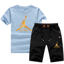 Load image into Gallery viewer, Jordan Baskılı Erkek Spor Tshirt Set-Kırmızı ve Siyah